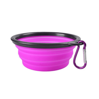 Gamelle chat silicone violette avec mousqueton transport violet Bowl-Trip™