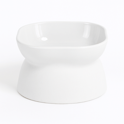 Gamelle chat surélevée réversible polyvalente carré et ronde blanche - Bol Purrfect™