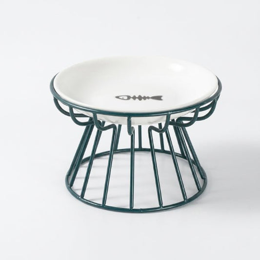 Gamelle chat surélevée céramique avec support fer forgé durable stable pour digestion améliorée