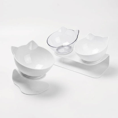 Gamelle chat surélevée design oreille de chat simple et double pour posture d'alimentation optimale