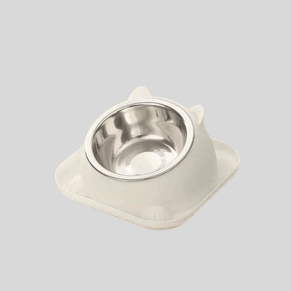 Gamelle chaton bol inox et support surélevée inclinée blanc - Bowl Design™