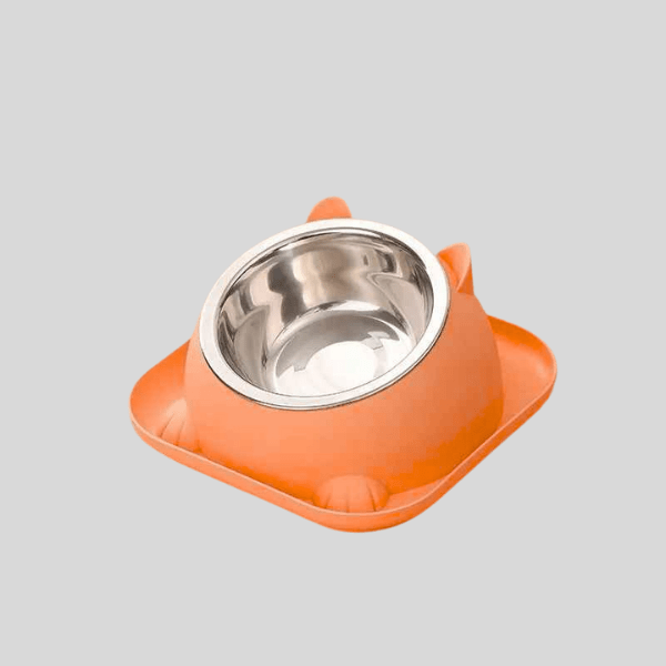 Gamelle chaton bol inox et support surélevée inclinée orange - Bowl Design™