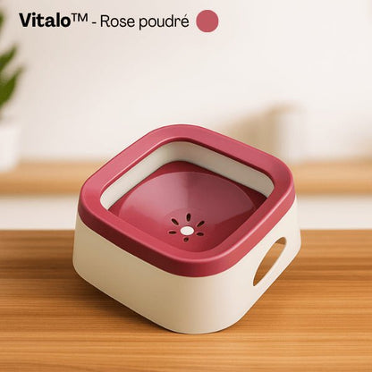 Gamelle eau chat grande capacité anti éclaboussures carré rose poudré 1 litre Vitalo™