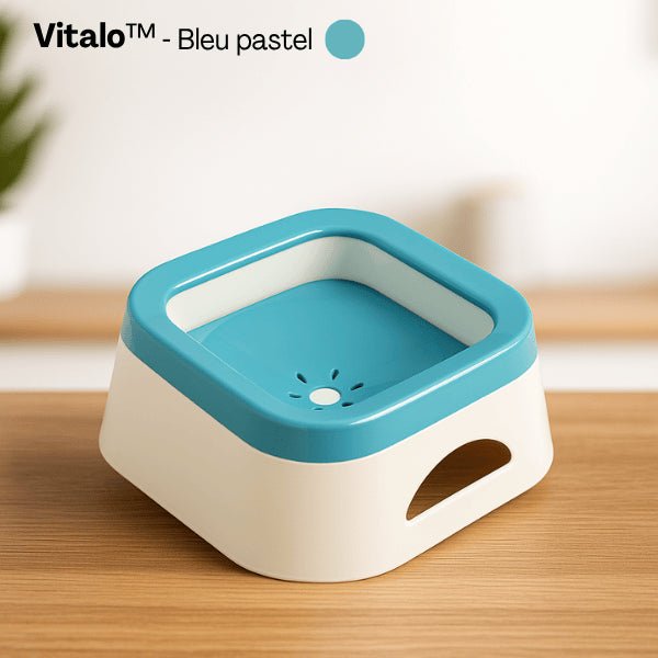 Gamelle eau chat grande capacité simple carré bleu pastel 1 litre Vitalo™