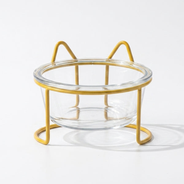 Gamelle en verre pour chat jaune compatible micro-onde et réfrigérateur pratique
