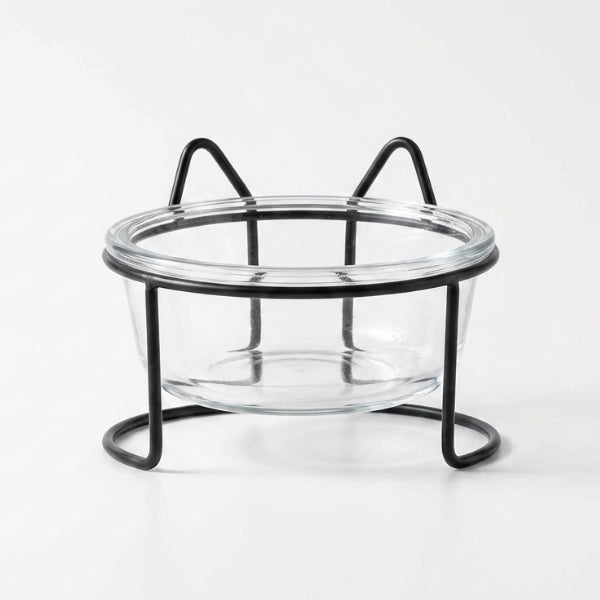 Gamelle en verre pour chat noire favorisant posture naturelle et digestion confortable