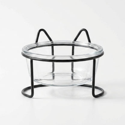 Gamelle en verre pour chat noire favorisant posture naturelle et digestion confortable