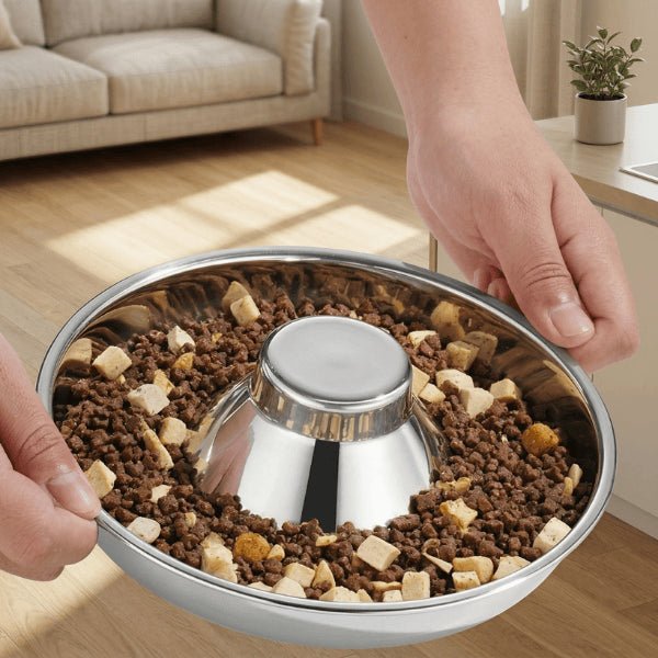 Gamelle glouton chat inox grande capacité pour ralentir prise alimentaire et éviter vomissements