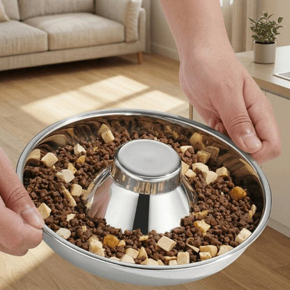 Gamelle glouton chat inox grande capacité pour ralentir prise alimentaire et éviter vomissements