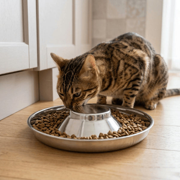 Chat bengal utilise gamelle glouton chat pour réduire gloutonnerie et améliorer digestion