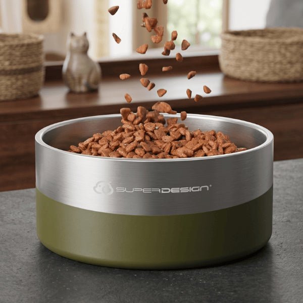 Gamelle inox chat verte pour croquettes stable antidérapante design qualité premium