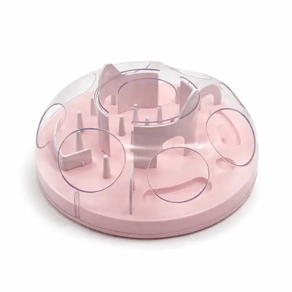 Gamelle ludique chat rose jeu d’alimentation interactif pour ralentir le repas et éviter la gloutonnerie