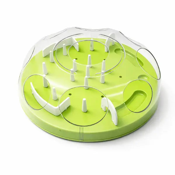 Gamelle ludique chat verte avec parcours d’intelligence pour stimuler l’instinct de chasse et ralentir l’alimentation