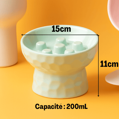 Gamelle ludique pour chat - PawSlow™ - Céramique surélevée