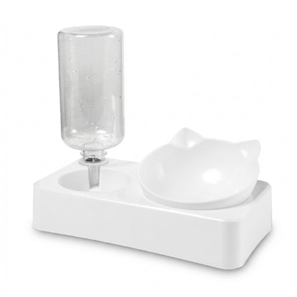 Gamelle pour chat design avec distributeur d'eau pour alimentation complète 2 en 1