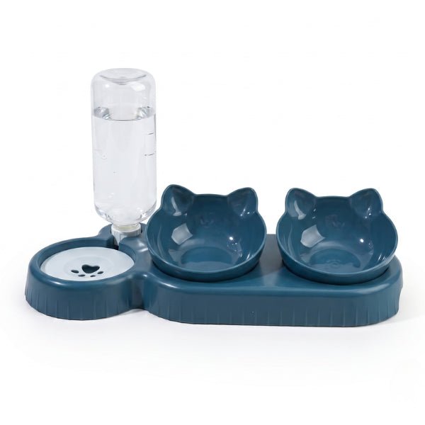 Gamelle pour chat double bols et distributeur d'eau repas complet varié au quotidien