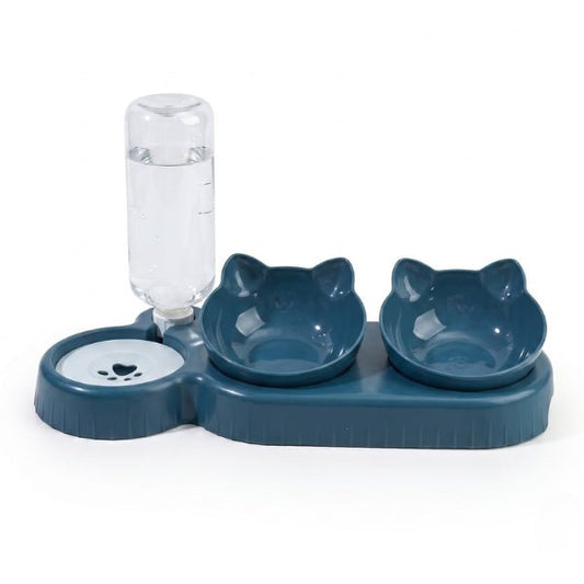 Gamelle pour chat double bols et distributeur d'eau repas complet varié au quotidien