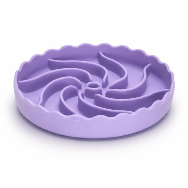 Gamelle pour chat glouton silicone violette avec reliefs pour alimentation lente