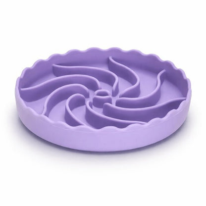 Gamelle pour chat glouton silicone violette avec reliefs pour alimentation lente