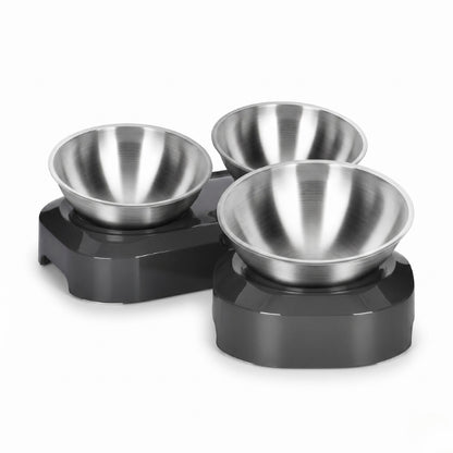 Gamelle pour chat réglable de 0 à 15 degrés support surélevé simple et double bol inox