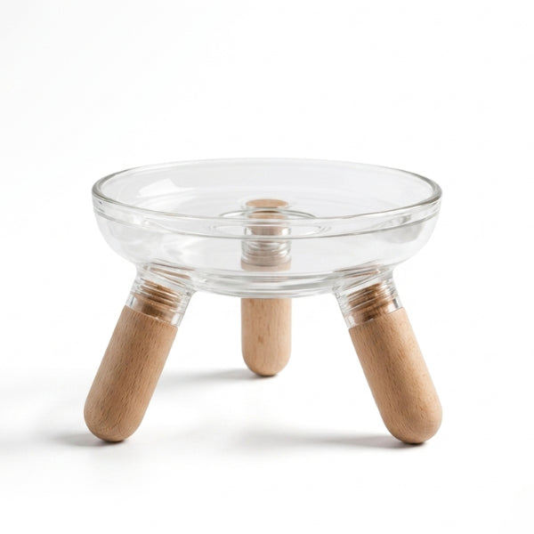 Gamelle pour chat surélevée 3 pieds bois confortable pour meilleure digestion du repas