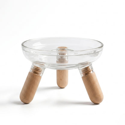 Gamelle pour chat surélevée 3 pieds bois confortable pour meilleure digestion du repas