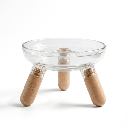 Gamelle pour chat surélevée 3 pieds bois confortable pour meilleure digestion du repas