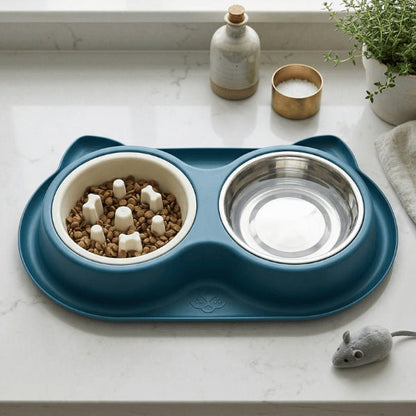 Gamelles anti glouton chat double design pour alimentation saine et hygiène optimale