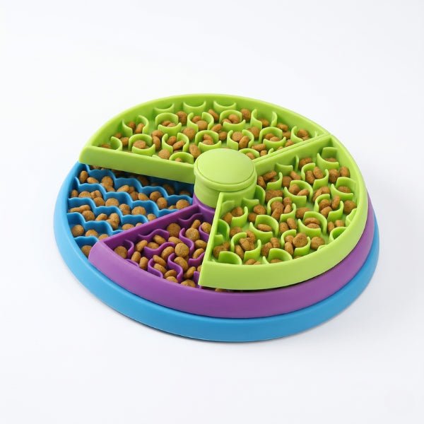 Gamelles anti glouton chat puzzle rotatif anti anxiété stimulant à 3 étages combinaisons