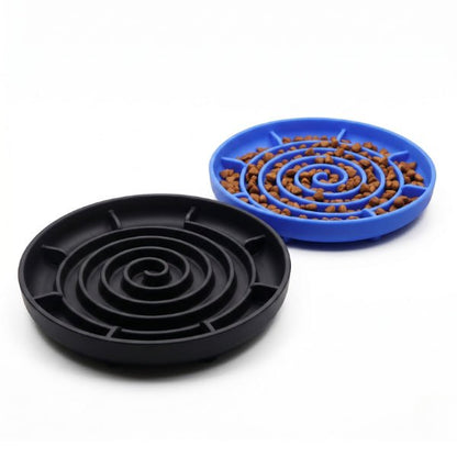 Gamelles anti glouton chat silicone labyrinthe spirale pour chasser les croquettes stimulation