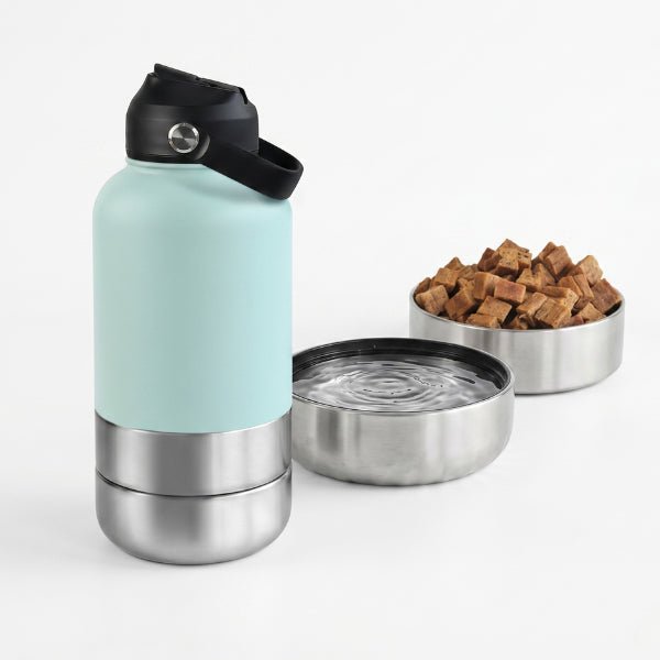 Gamelles chat portable de voyage gourde et bols inox pour alimentation complète en déplacement