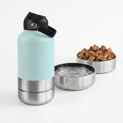 Gamelles chat portable de voyage gourde et bols inox pour alimentation complète en déplacement