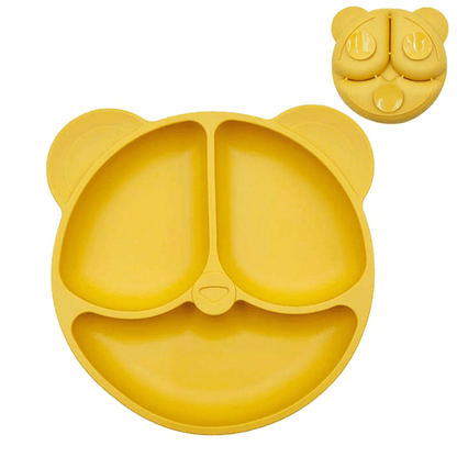 Gamelles chaton 3 en 1 silicone ronde tête de chat jaune - SiliCroc™