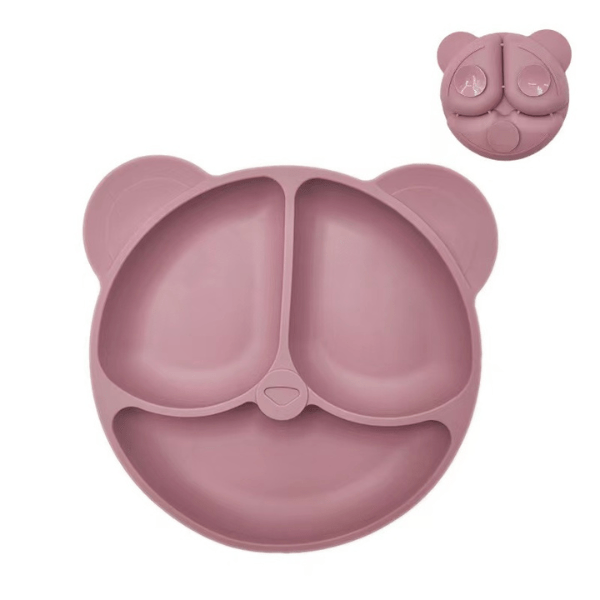 Gamelles chaton 3 en 1 silicone ronde tête de chat rose - SiliCroc™