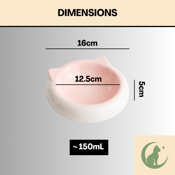 Gamelles chaton design céramique style oreille de chat rose bol 12,5 x 5 cm 150 mL - MiniCroc™