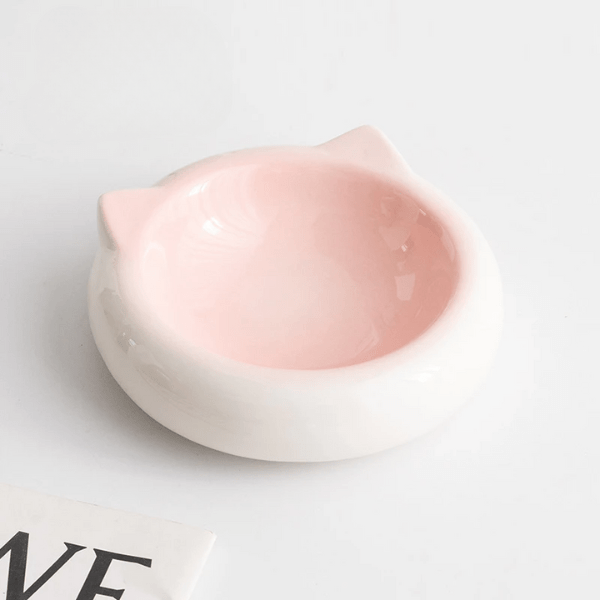 Gamelles chaton design céramique oreille de chat rose - MiniCroc™