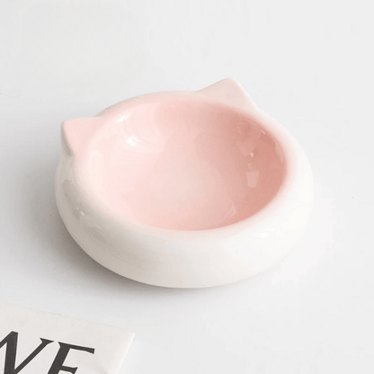 Gamelles chaton design céramique oreille de chat rose - MiniCroc™