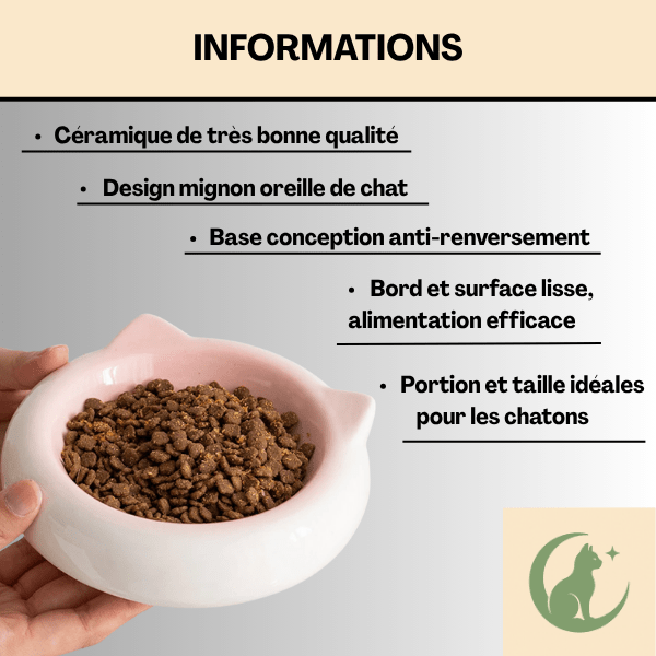Gamelles chaton design mignon céramique anti renversement qualité - MiniCroc™
