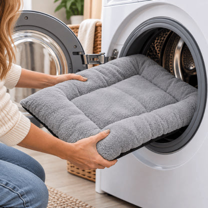 Grand tapis pour chat lavable en machine avec rembourrage épais gris