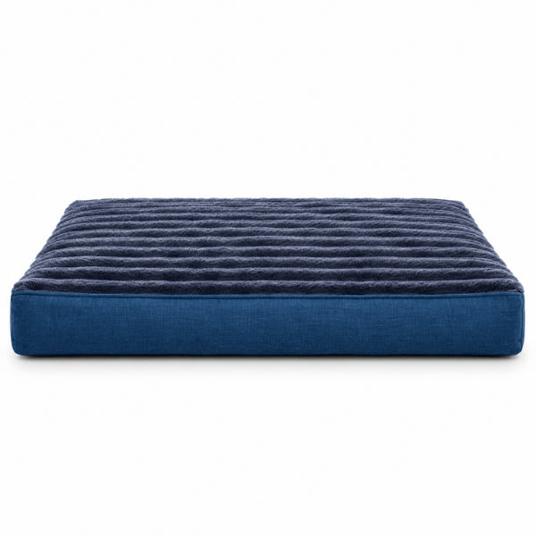 Lit pour chat épais bleu nuit avec surface en peluche striée