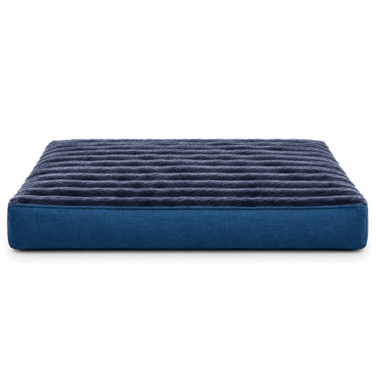 Lit pour chat épais bleu nuit avec surface en peluche striée