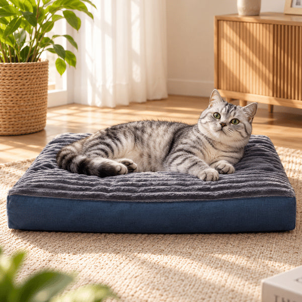 Lit moelleux pour chat gris offrant une surface épaisse et reposante