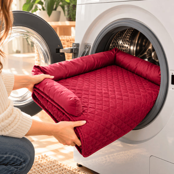 Lit pour chat lavable en machine avec protection matelassée imperméable rouge
