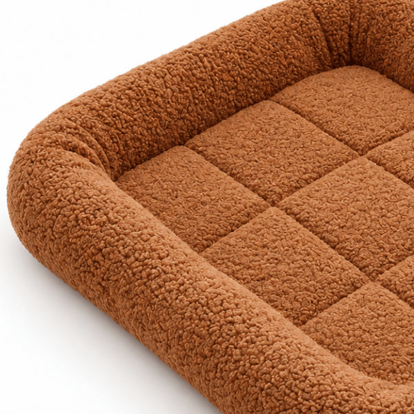 Lit pour chats marron en laine d’agneau douce avec matelas capitonné