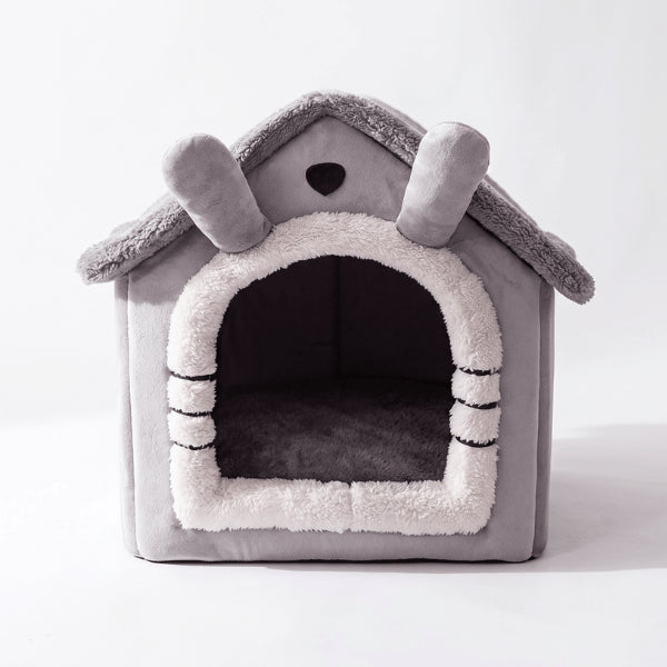 Maison chat simple toit grise ultra douce anti stress