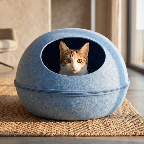 Maison chats semi fermée avec large entrée offrant un refuge intime confortable