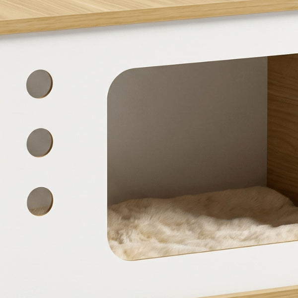 Maison en bois pour chat niche coussin doux zoom matière de qualité bois confortable