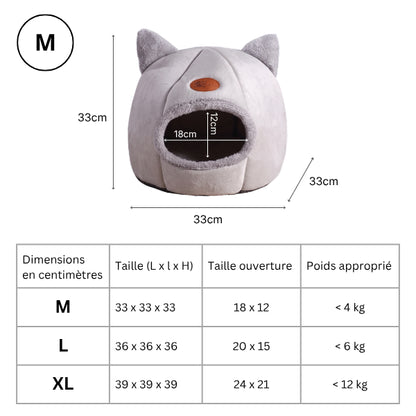 Maison pour chat disponible en tailles M L XL adaptée aux chats de 1 à 12 kg