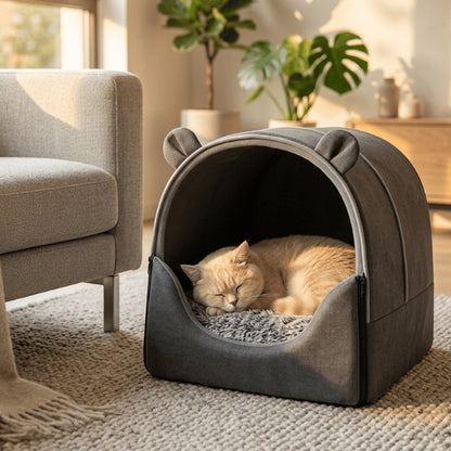 Maison pour chat interieur créant un cocon chaud pour dormir paisiblement
