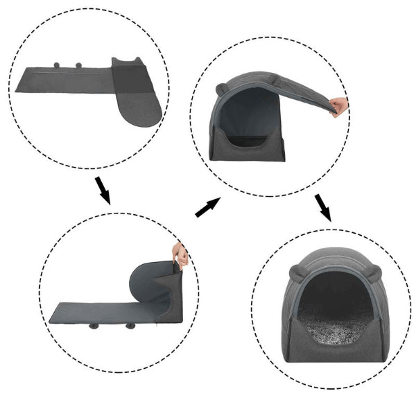 Maison pour chat interieur entièrement démontable et pliable pour rangement compact